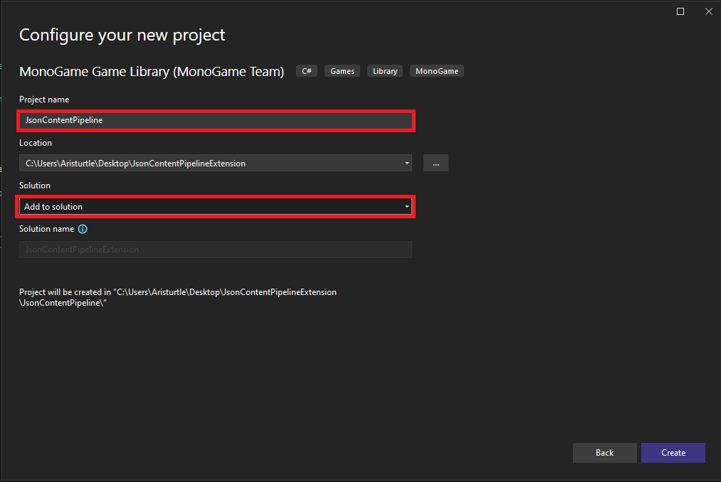Configure MonoGame Game Library Project