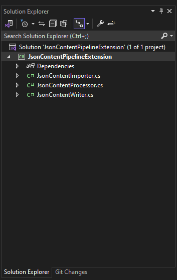 Project Files in Solution Explorer