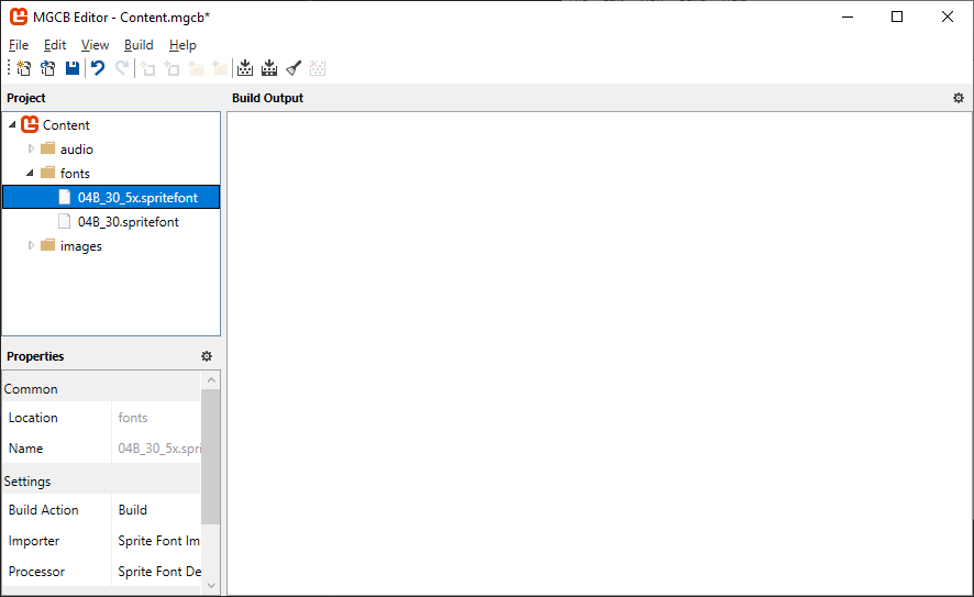 Figure 17-1: The 04B_30_5x.spritefont file created in the MGCB Editor