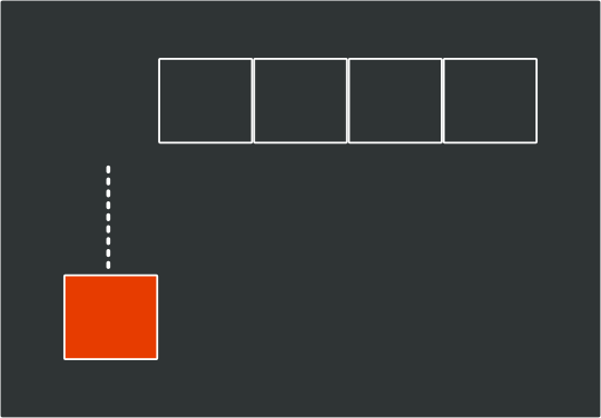 Figure 22-4: The tail segment of the snake is removed, bringing it back to the original four segments, giving the illusion that the entire snake moved forward 
